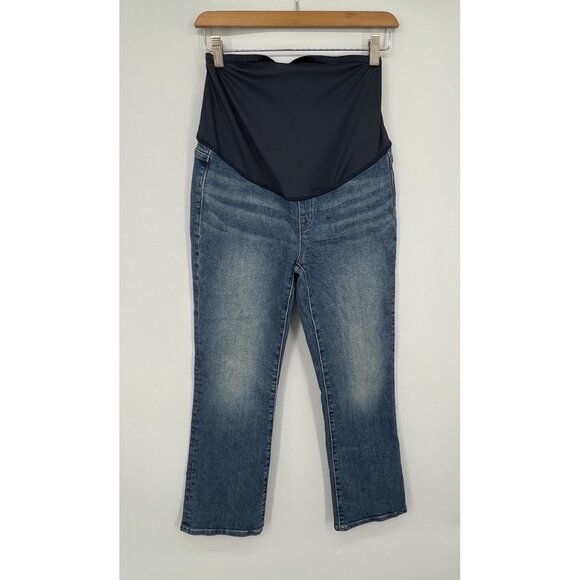 Madewell Maternity Kick Out Jeans Over the Belly Crop Sz 26 Oneida Wash Stretch - Picture 1 of 12